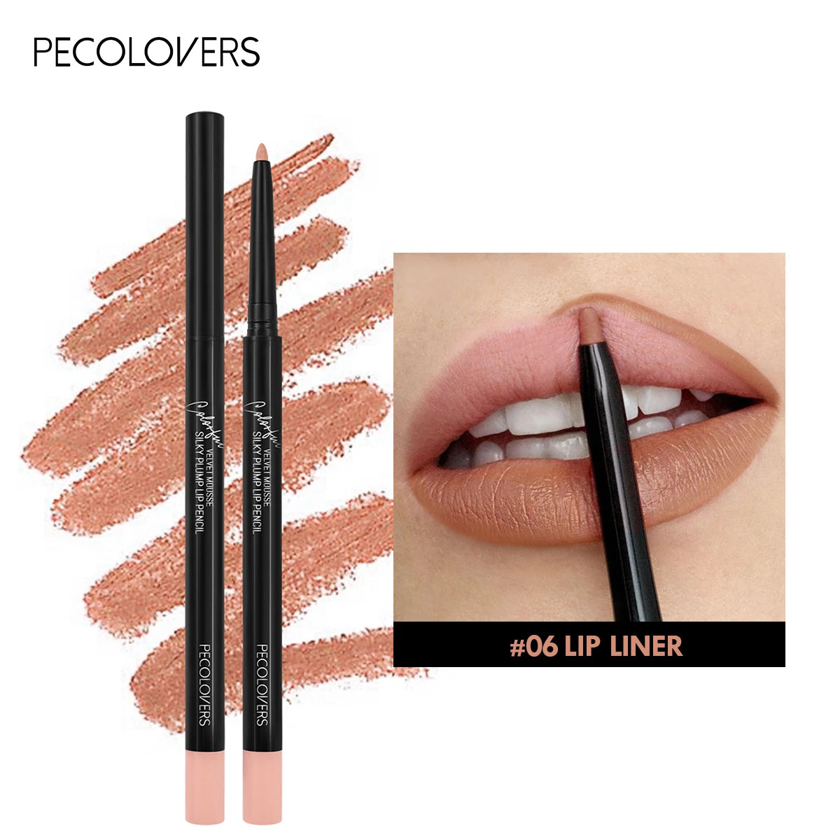 12 Colors Lip Liner , Matte Dewy Finish Long Lasting Waterproof Smudge Proof Lip Liner