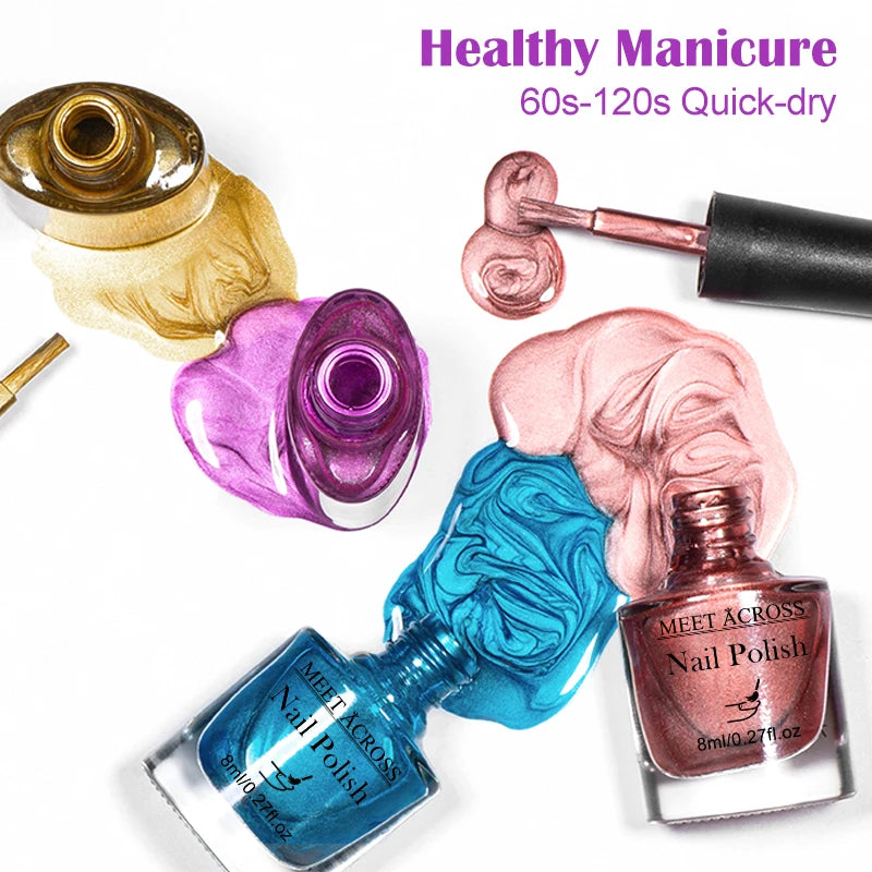 8ml Mirror Metallic Nail Polish No Need Lamp Curing Air Dry Salon Quality Soak-Off Long Lasting Varnishes DIY Manicure Design