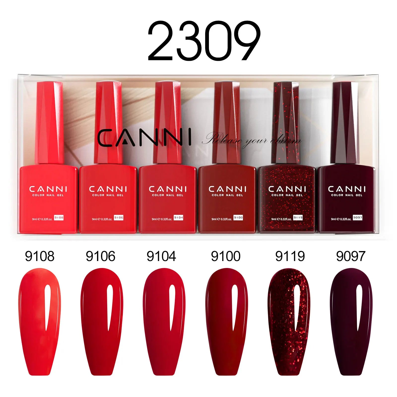 CANNI Hema Free Nail Gel Polish Fall Color Collection Semi Permanent Diamong Long Wear Top Coat Red Gorgeous JellyNude Color 9ml