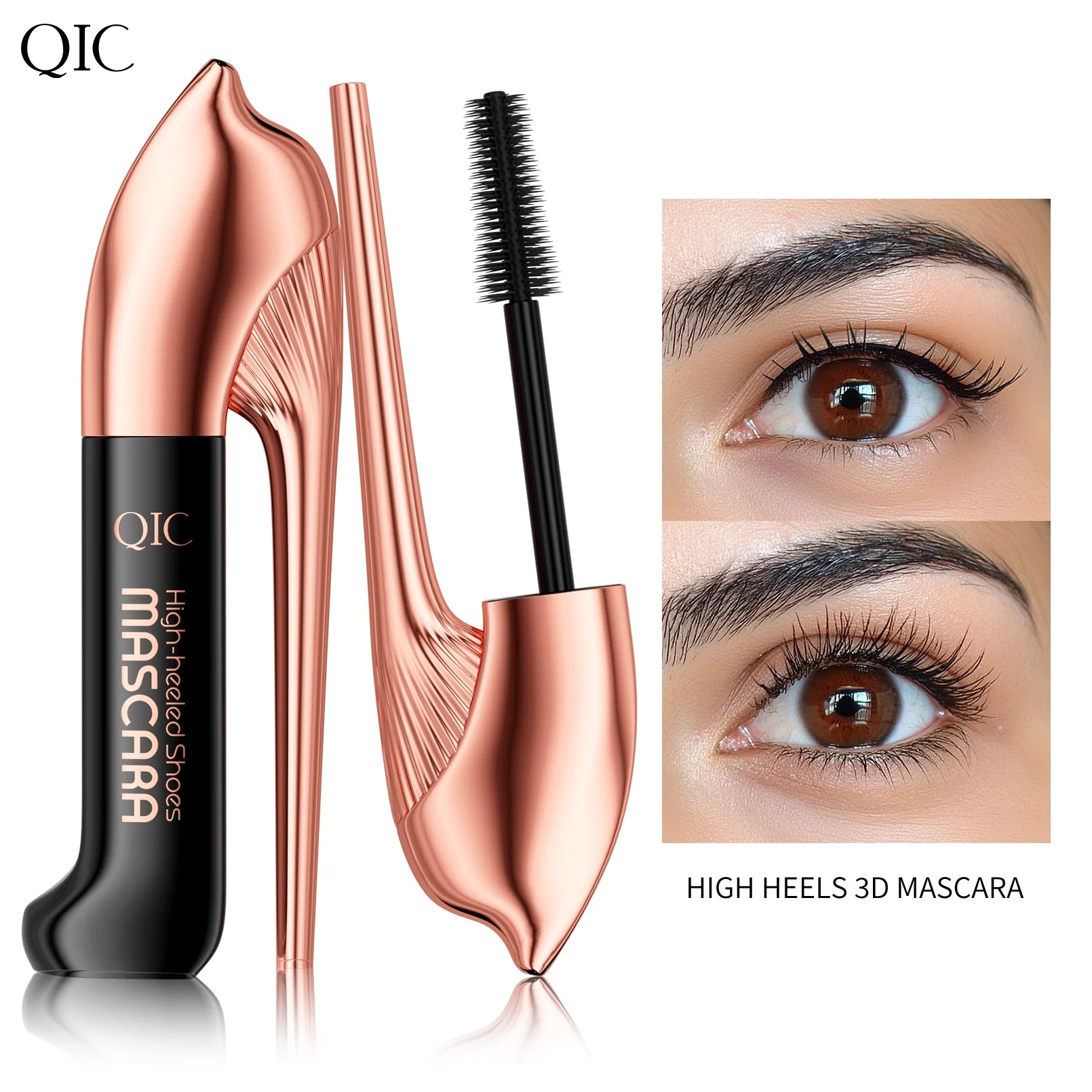 QIC High-heeled Shoes 3D Fiber Mascara - Waterproof Black