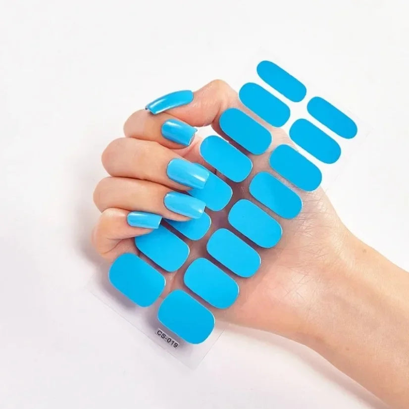 DIY Semi Cured Gel Nail Stickers Long-Lasting Solid Color Nail Strips Patch Slider Nail Sticker Full Cover Decal Manicure Patch