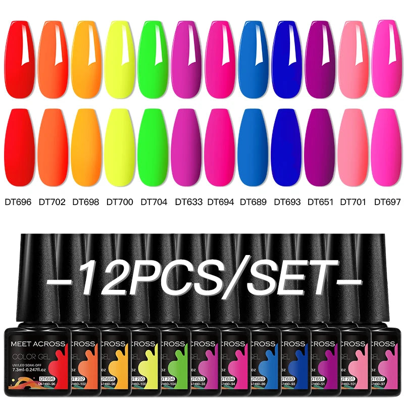 12pc All-season Nail Gel Polish Set Multicolor TPO HEMA Free Long-Lasting UV LED Nail Supplies for Women Daily & Party Wearing