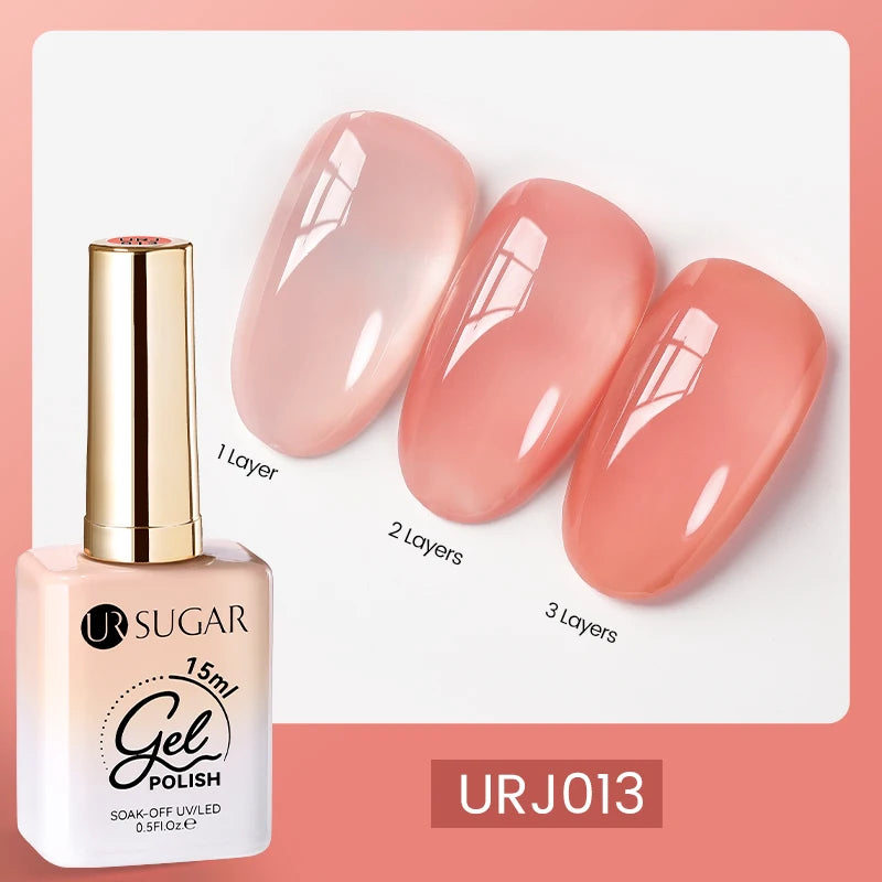 UR SUGAR 15ml Fiber Rubber Base Gel Upgrade Broken Nail Repaired Fiberglass Clear Quick Building UV Construction Gel Soak Off