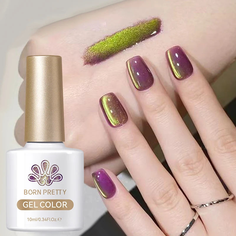 BORN PRETTY 10ml Fruit Purple Grape Cat Magnetic Gel Nail Polish 2025 New Whitening Guava Glass Beads Varnish Nail Supplies