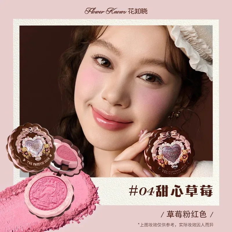 Flower Knows Strawberry Rococo Series Embossed Blush 5g Blush Powder Berry Mary Blusher Palette Makeup Profesional