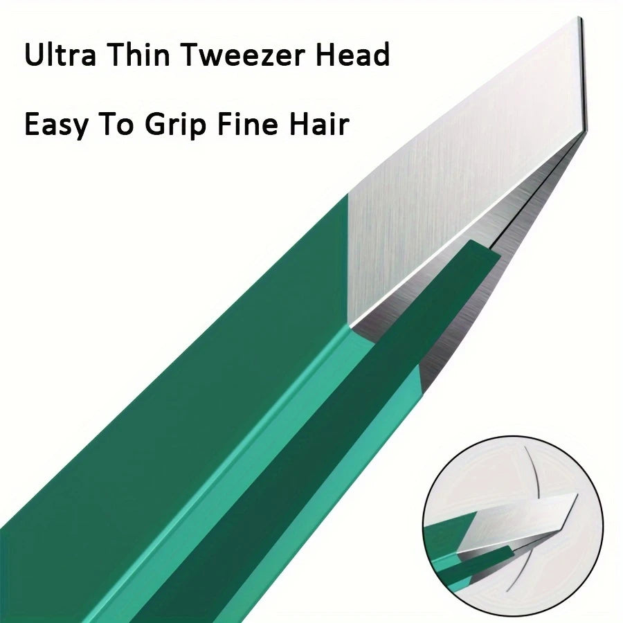 4-Piece Stainless Steel Tweezer Set Unisex Professional Precision for Facial Hair Eyebrows Ingrown Hair & Splinters Durable & Er