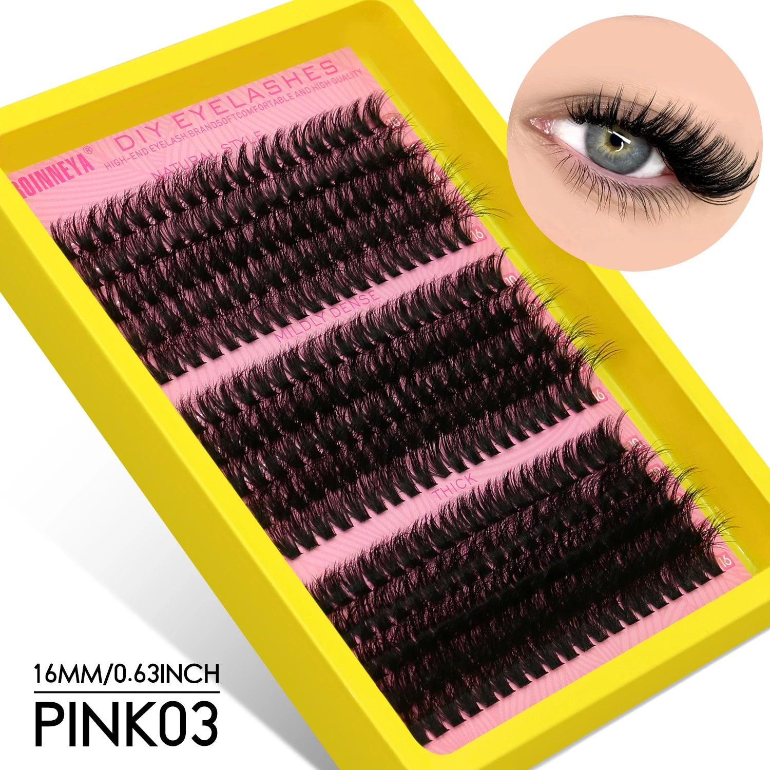 GROINNEYA Fluffy Thick DIY Eyelashes Cluster D/DD Curl Wispy Individual lashes Mix Eyelash Extensions False Eyelashes Extension