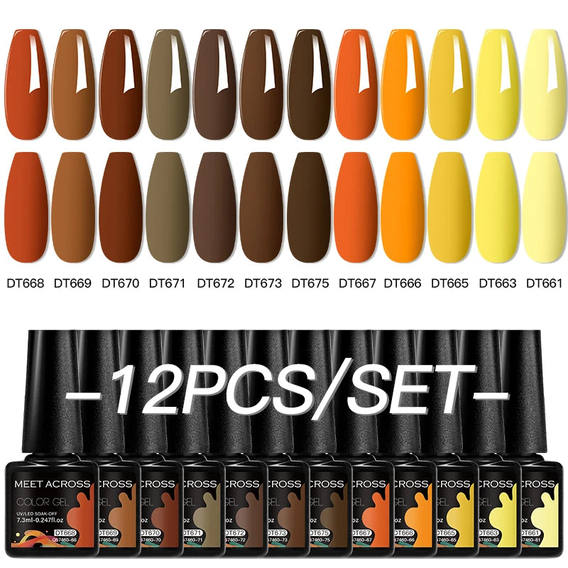 12pc All-season Nail Gel Polish Set Multicolor TPO HEMA Free Long-Lasting UV LED Nail Supplies for Women Daily & Party Wearing