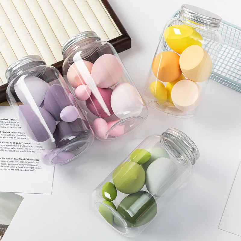 14PCS Makeup Sponge Set with Storage Jar Velvet Beauty Blenders Beauty Egg Powder Puffs Make Up Accessories Women Makeup Tools