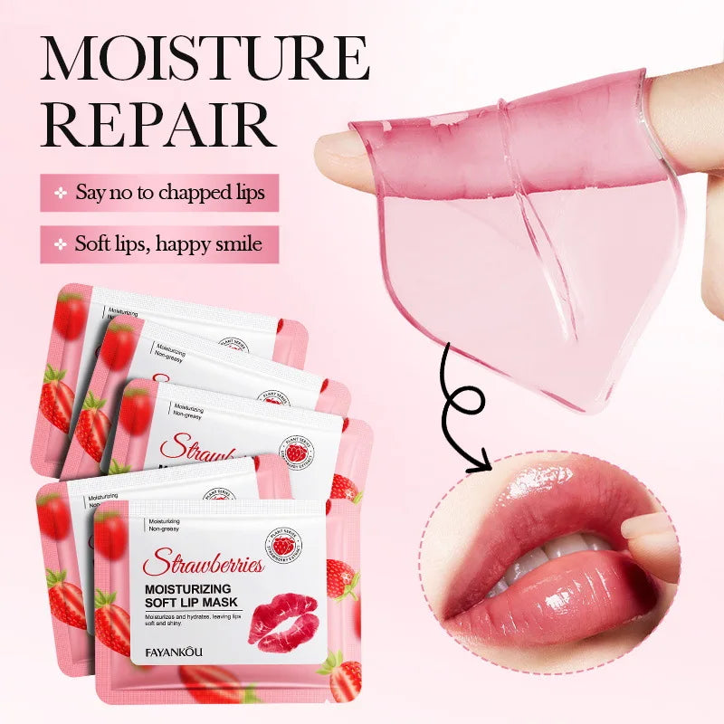 5/10/20pcs Fruit Crystal Collagen Lip Mask Hydrating Lips Moisturizer Plump Cherry Strawberry Lip Patches Lips Plumper Skin Care