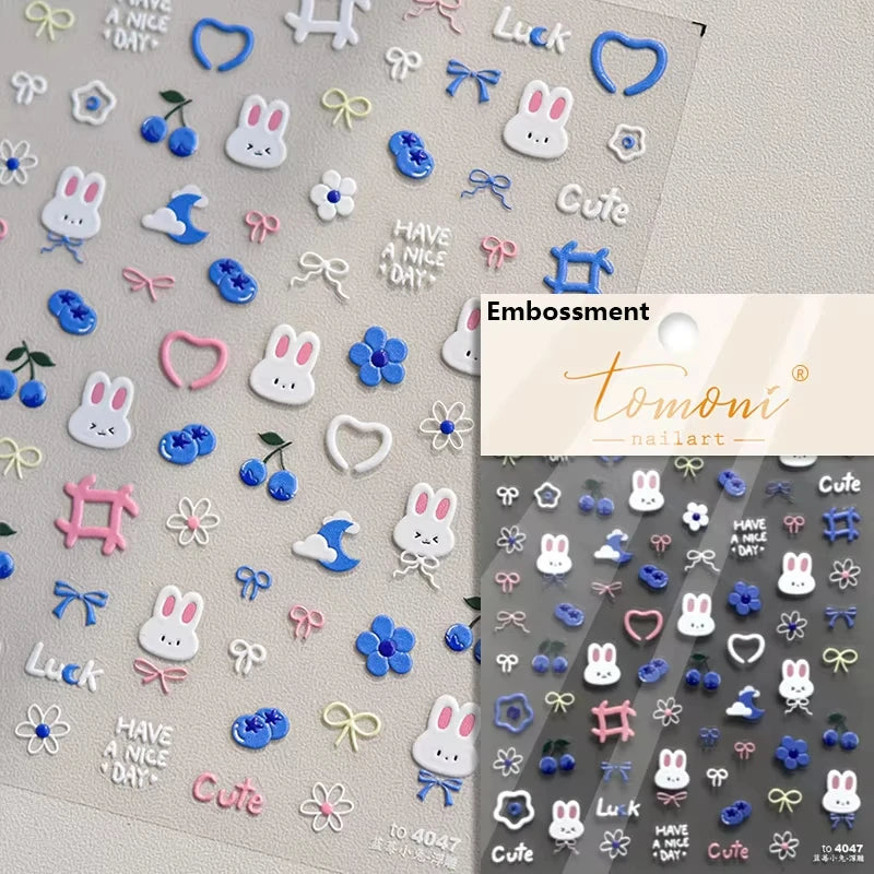 1pcs 5D Japanese Kawaii Bear Nail Art Stickers Brown Cartoon Animals Self-Adhesive Nail Decoration Decals DIY Slider Accessories
