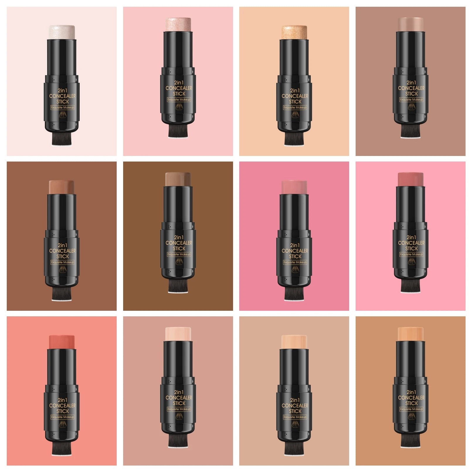 Double-head Face Bronzer Contour Stick Cream Makeup Light Dark Shadow Lasting Concealer Facial Brighten Contouring With Brush
