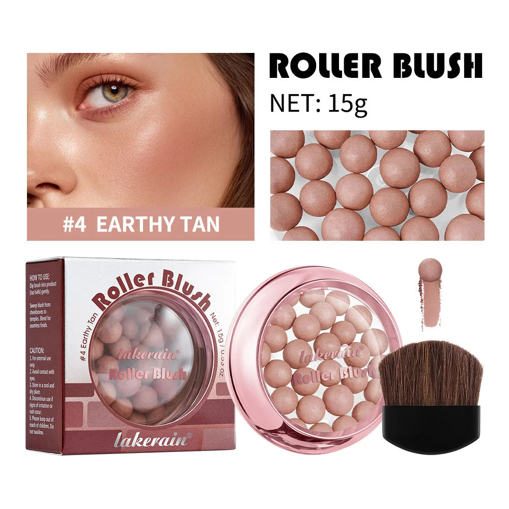 Lakerain ROLLER BLUSH Ball Blush Spherical Blush Pink Pearl Blush Delicate Brightening Female Exquisite Cosmetics