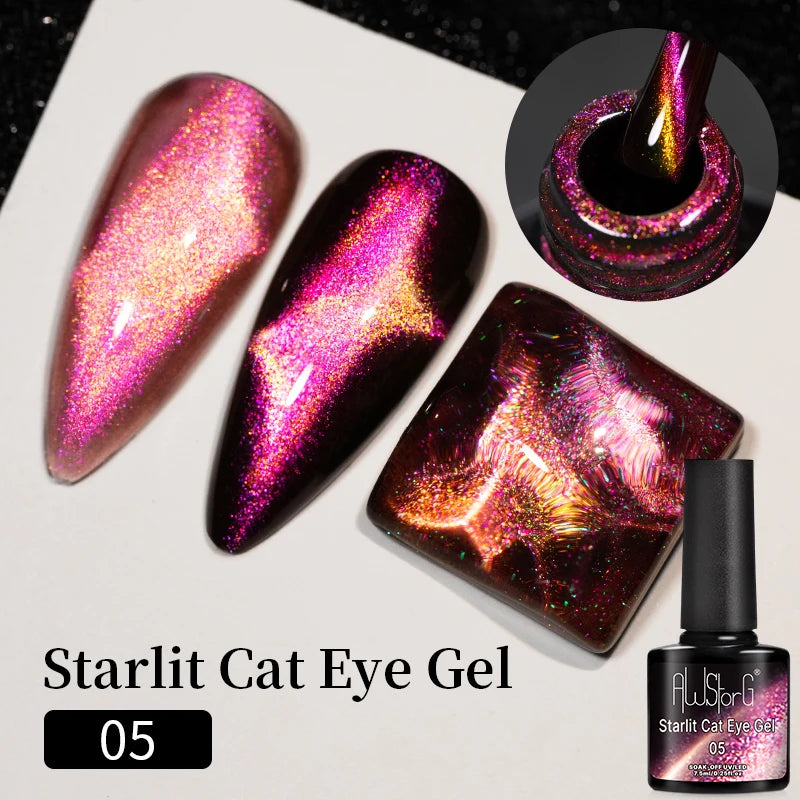 AWStorG 7.5ml Crimson Velvet Cat Eye Magnetic Gel Nail Polish Shiny Ruby Red Cat Eye Gel Soak Off UV Semi-Permanent Nail Art