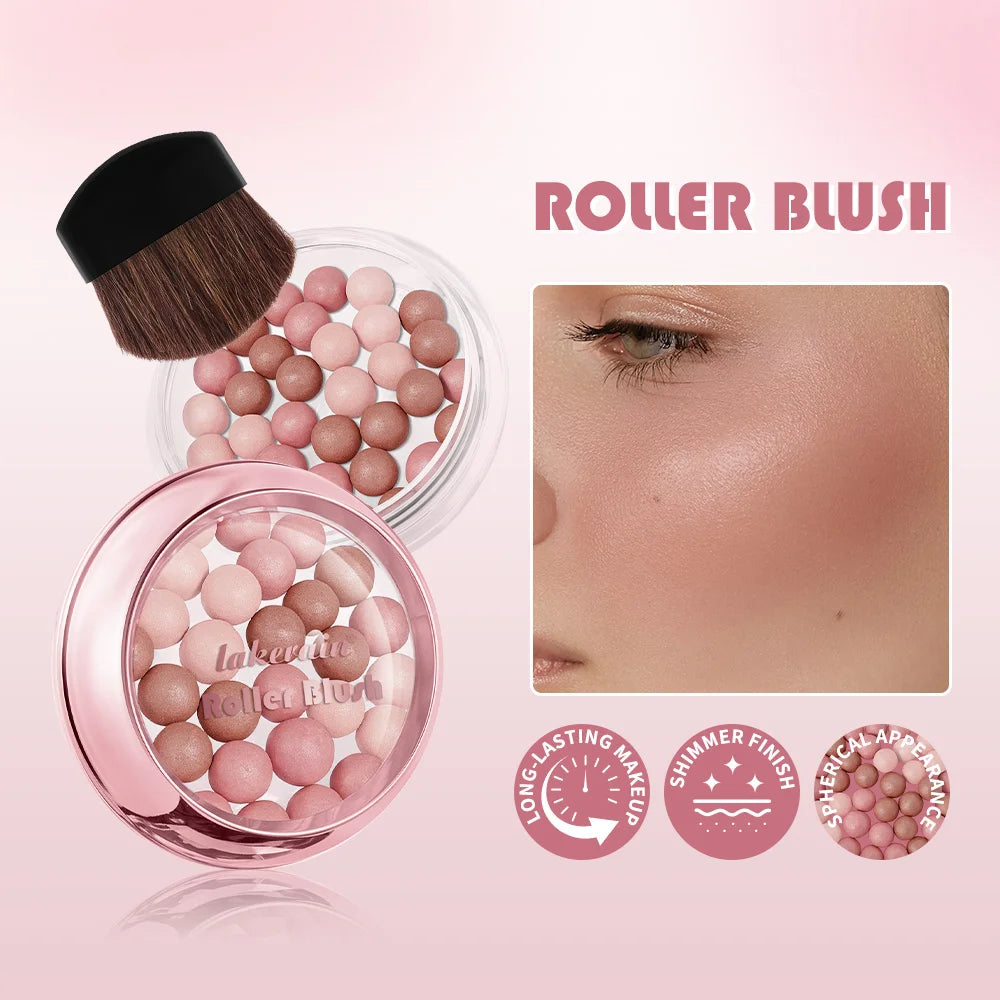 Lakerain ROLLER BLUSH Ball Blush Spherical Blush Pink Pearl Blush Delicate Brightening Female Exquisite Cosmetics