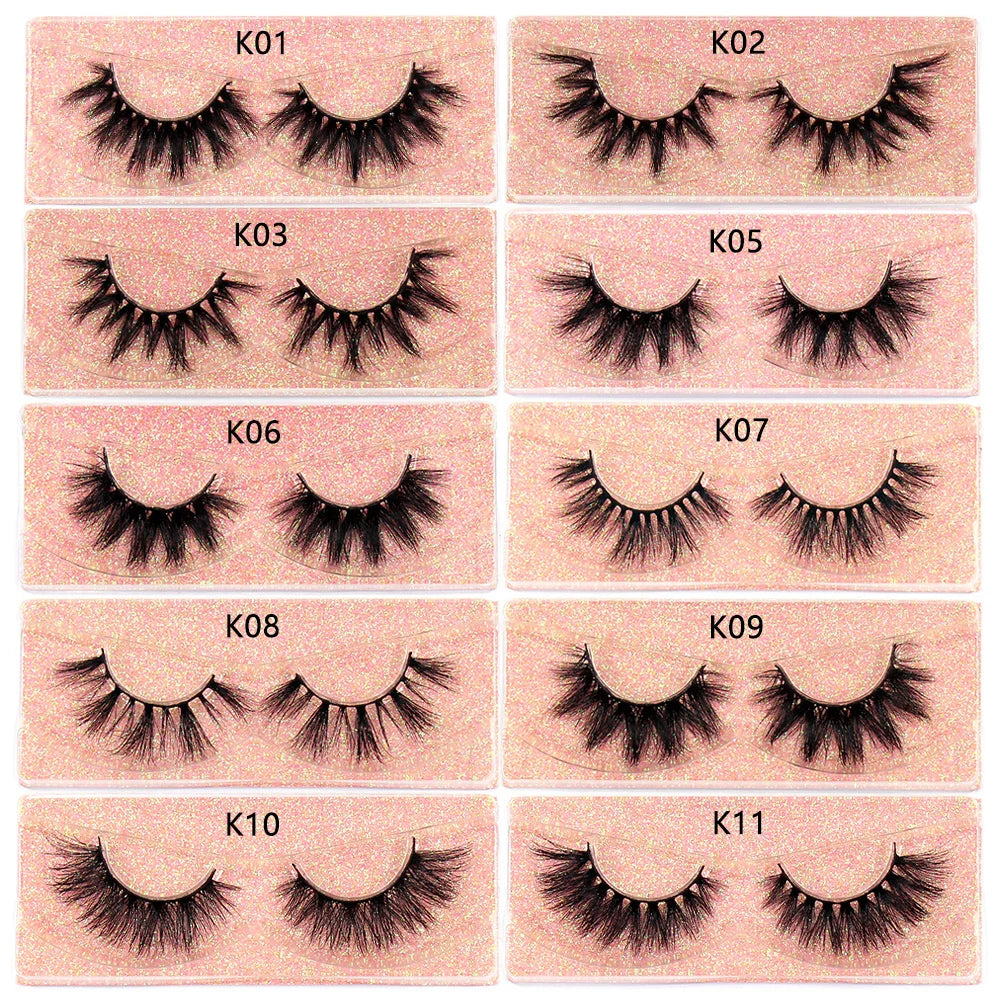 FOXESJI Mink Eye Lashes Fluffy Dramatic Wispy Cross False Eyelashes Strip Lashes Extension Natural Soft 3D Mink Eyelashes Makeup