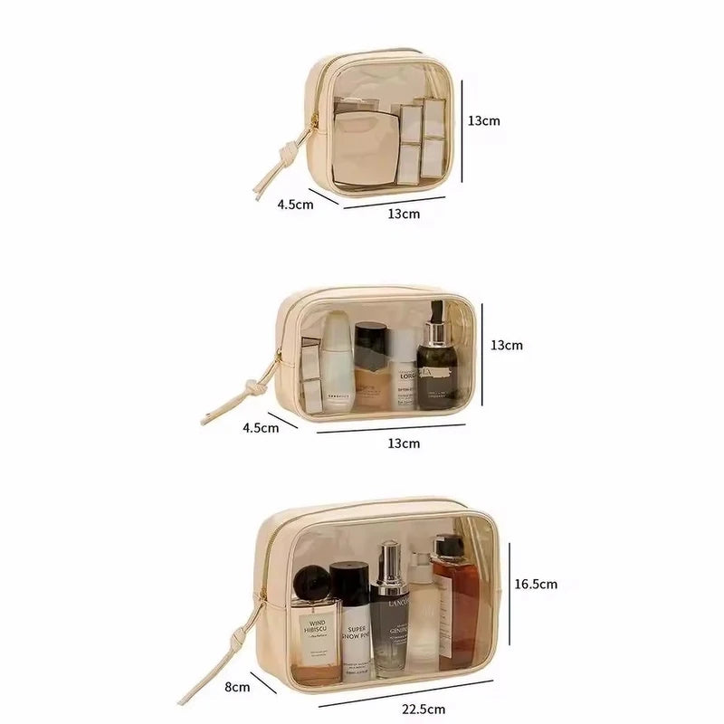 New Fashion Travel Portable Transparent Handheld Makeup Storage Bag Multi purpose Increased Capacity PVC Waterproof Toilet Bag