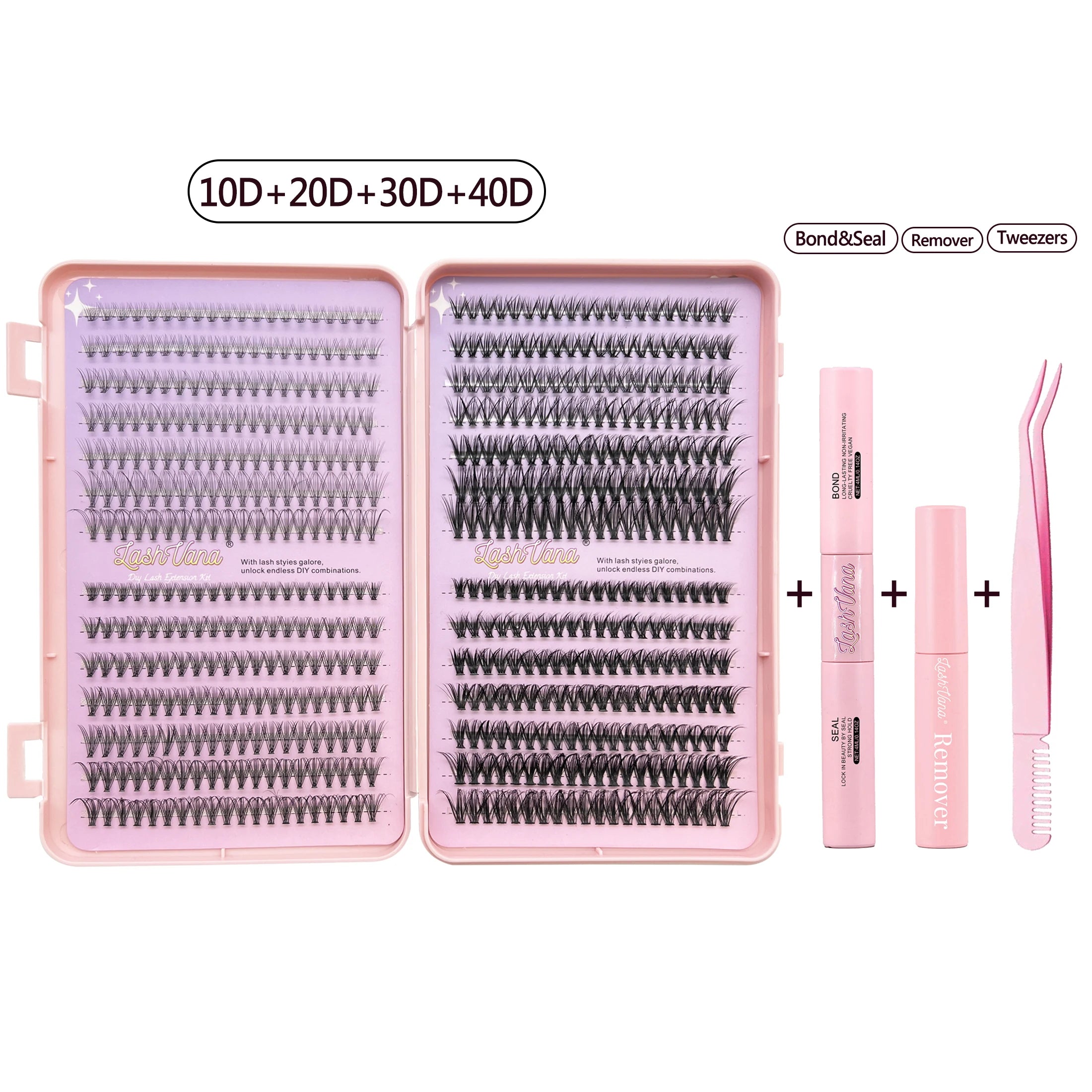 DIY Eyelash Extension Kit 10D20D30D40D with Tweezers Glue Seal Reusable Single Lashes for Party Stage Festival Eye Makeup tools