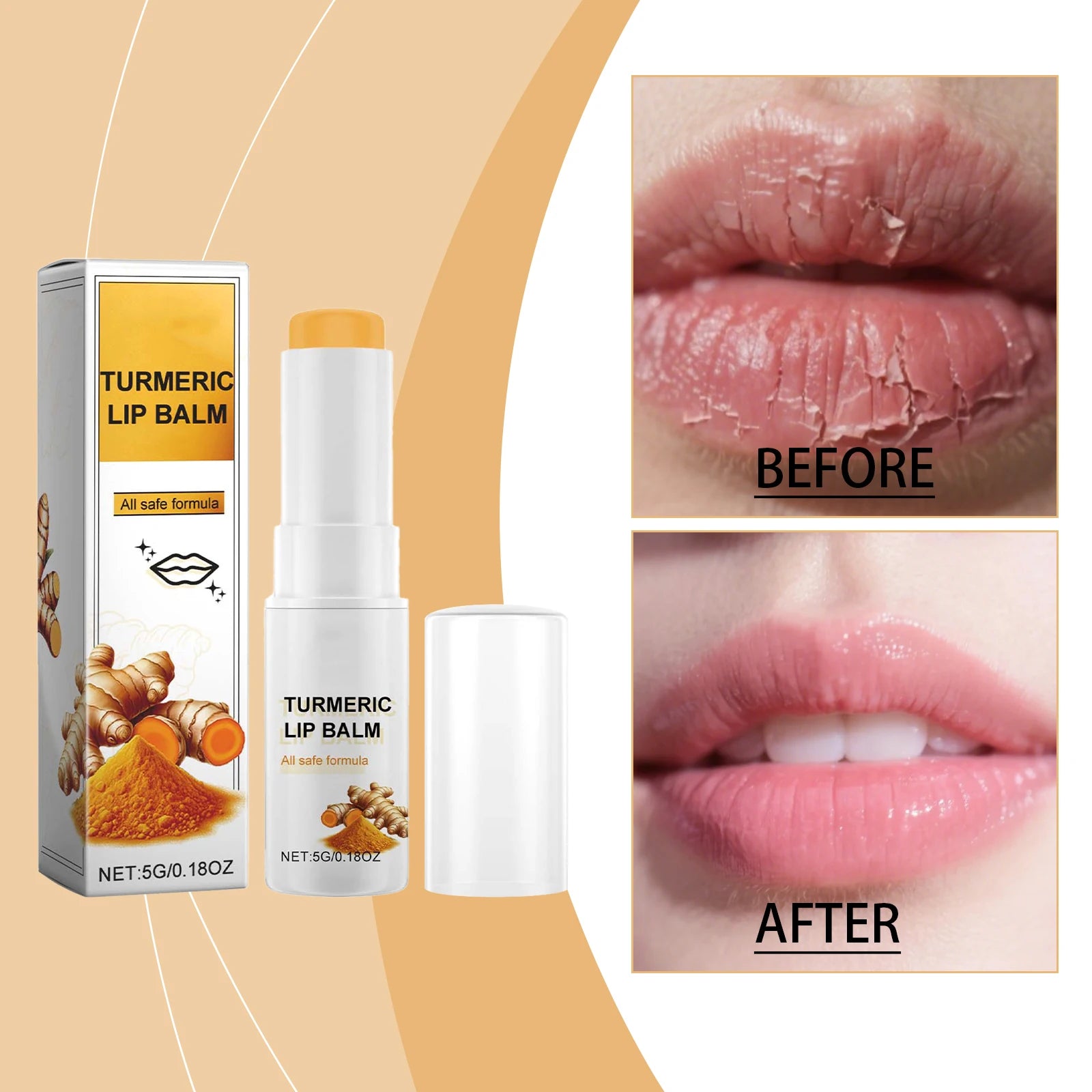 Turmeric Moisturizing Lip Balm Hydrating Protective Barrier Soothing Dry Chapped Lips Long Lasting Natural Formula Lip Care