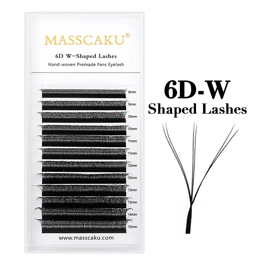 MASSCAKU Wholesale C/D Curl Faux Mink Premade Volume Fans Lash Individual Fluffy 6D 7D 8D 9D 10D W Style Eyelash Easy to Pick