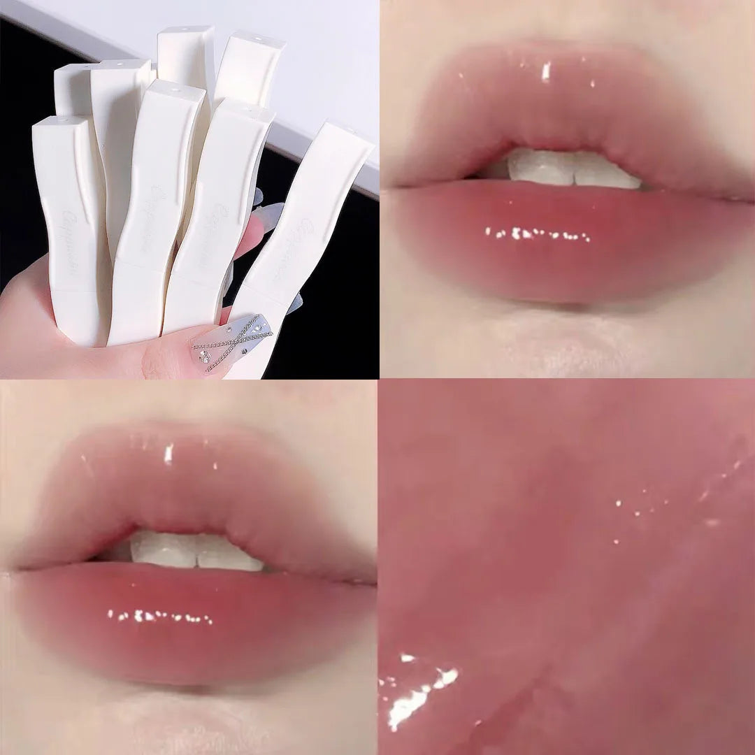 6 Colors Mirror Lip Gloss Moisturizing Nude Lipgloss Pretty Flower Transparent Tube Liquid Lipstick Long Lasting Makeup Cosmetic
