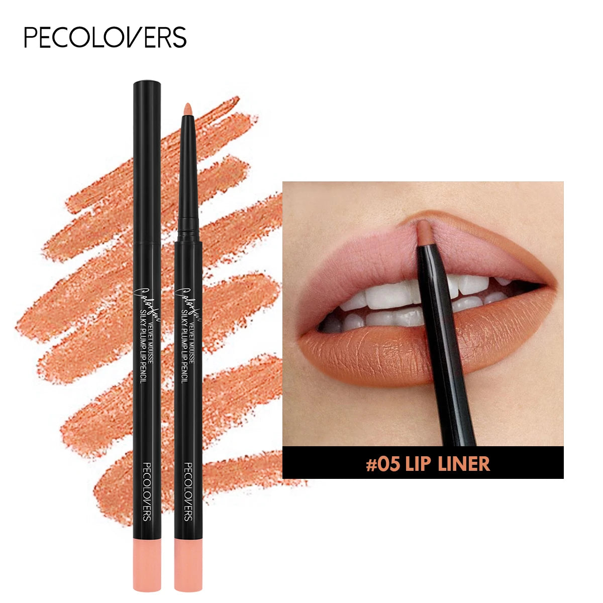 12 Colors Lip Liner , Matte Dewy Finish Long Lasting Waterproof Smudge Proof Lip Liner