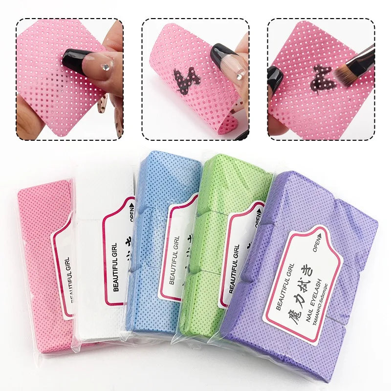 300pcs Lint-Free Eyelash Glue Wipes Paper Gel Remover Clean Month of Bottle Cotton Pads Beauty Cleaning Nail Art Makeup Tools
