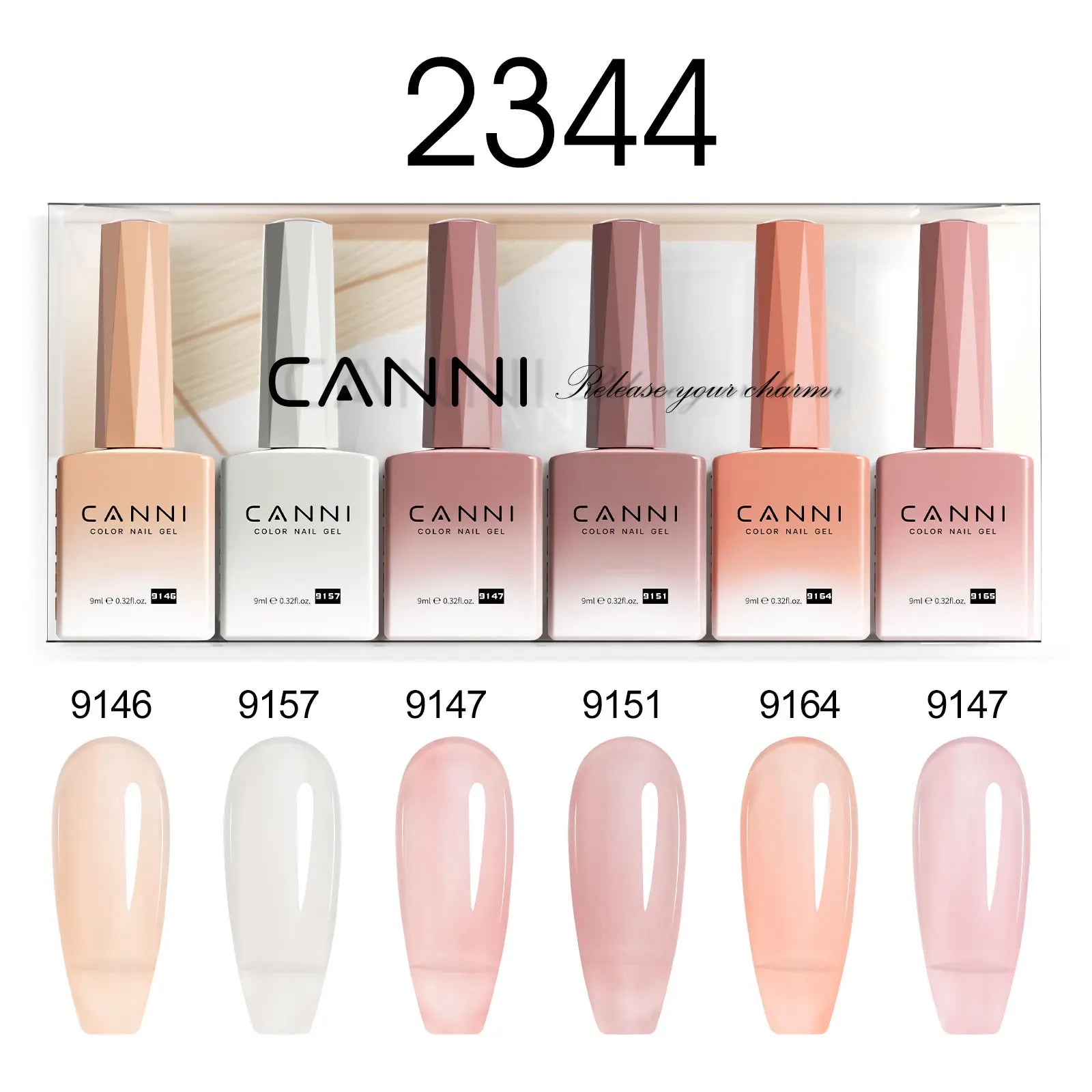 6pcs*9ml CANNI Nail Gel Polish Kit HEMA FREE Jade Jelly Nude Jelly Pink VIP Kit Christmas Gift French Nail Design Natural Color