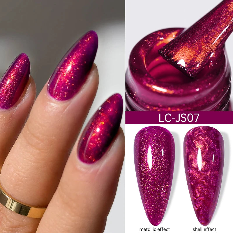 LILYCUTE 7ML Black Silver Red Reflective Glitter Gel Nail Polish Sparkling French Soak Off Long Lasting Manicure Nails Art Gel