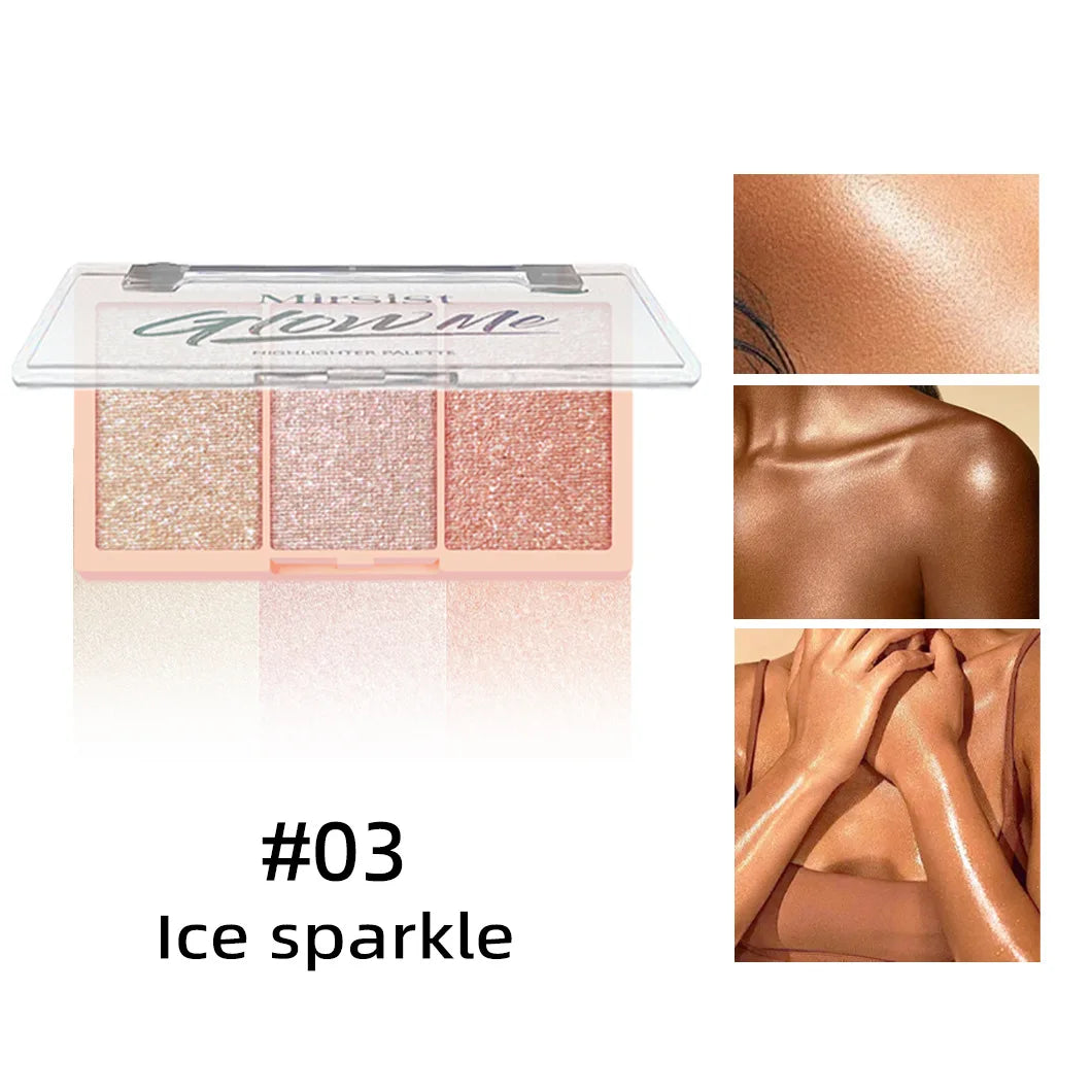 Waterproof Highlighter Makeup Palette Shimmer Contouring Powder Non Sticky Face Cosmetics Brightening Skin