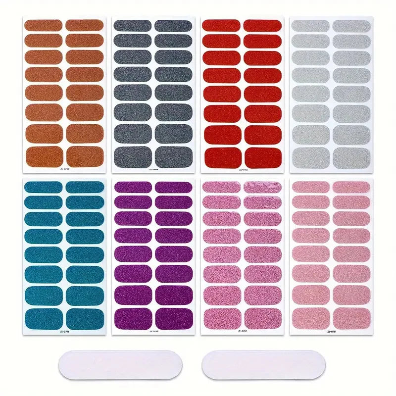 Gradient Cat Eye Style Nail Art Stickers, 16-Piece Set Self-Adhesive Waterproof Glitter False Nail Decals
