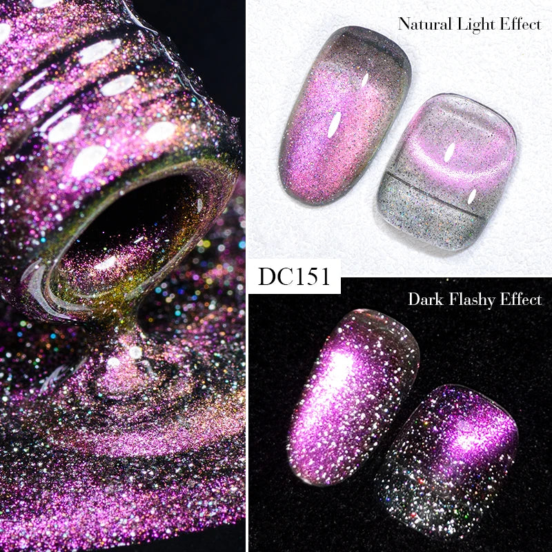7ML Ice Transparent Glass Bead Moonlight Cat Eye Magnet Gel Nail Polish Jelly Ultra Shine Glitter Semi Permanent Soak Off UV Gel