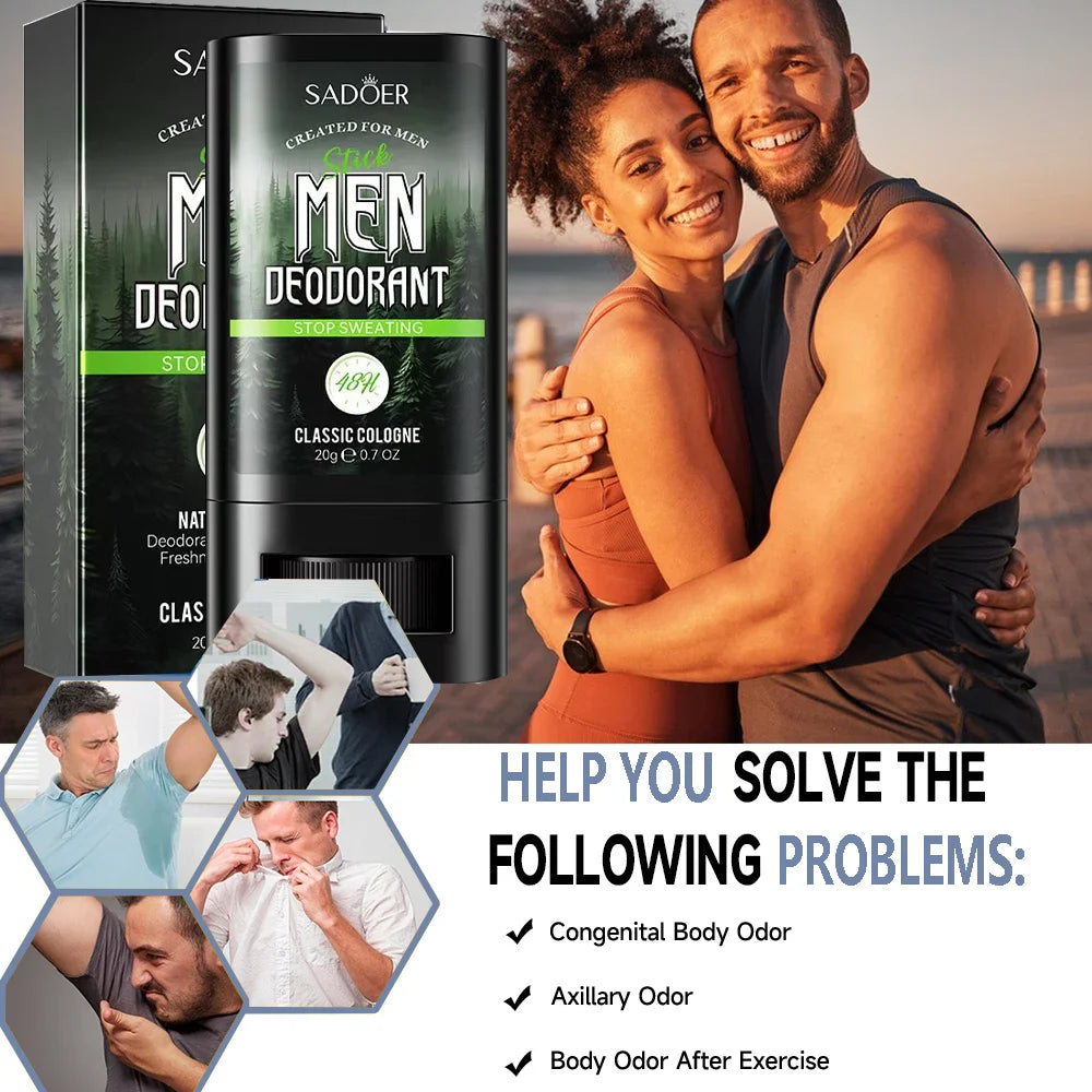 Men Sandalwood Deodorant Stick Anti Sweating Keep Drying Lasting Fragrance Remove Armpit Odor Underarm Refresh Sticks Refresh