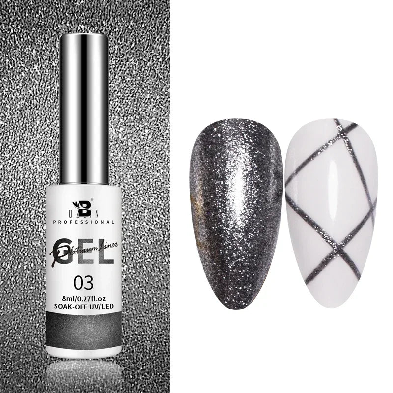 5ML Gold Silver Metallic Liner Paint Gel Polish Chrome Mirror Metal Effect Super Bright French UV LED Semi Permanent Nail Gel