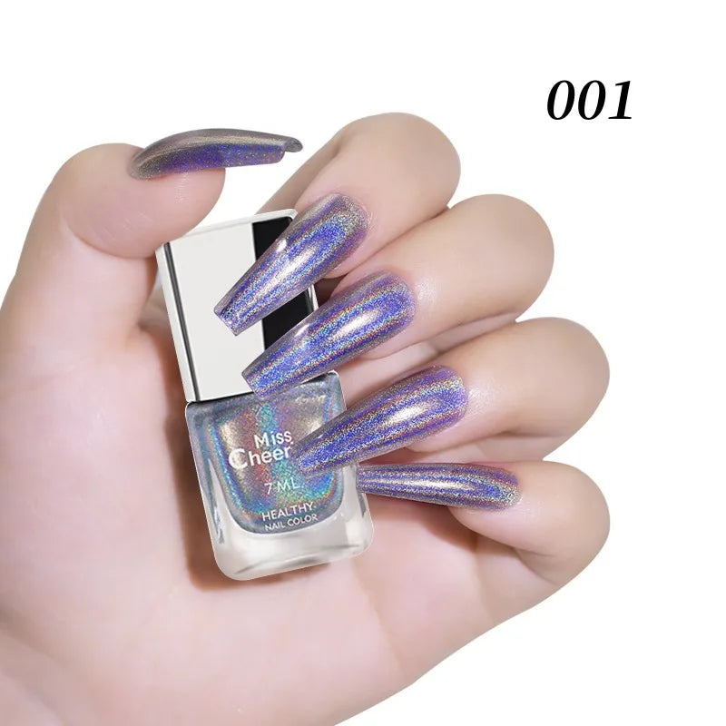 Rainbow Sparkle Holographic Nail Polish 7ml Multichrome Laser Glitter Nail Lacquer Quick-Dry Salon Professional Nail Art Polish