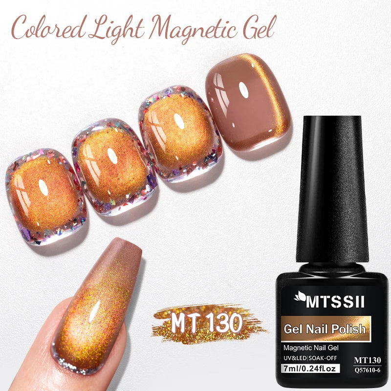 7ML Ice Transparent Glass Bead Moonlight Cat Eye Magnet Gel Nail Polish Jelly Ultra Shine Glitter Semi Permanent Soak Off UV Gel