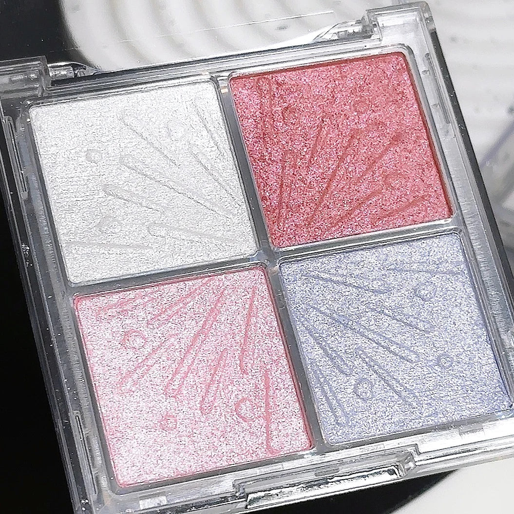 4 Color Face Highlighter Palette Illuminator Palette Natural Glow Waterproof Glitter Shimmer Baked Powder Highlighter Makeup