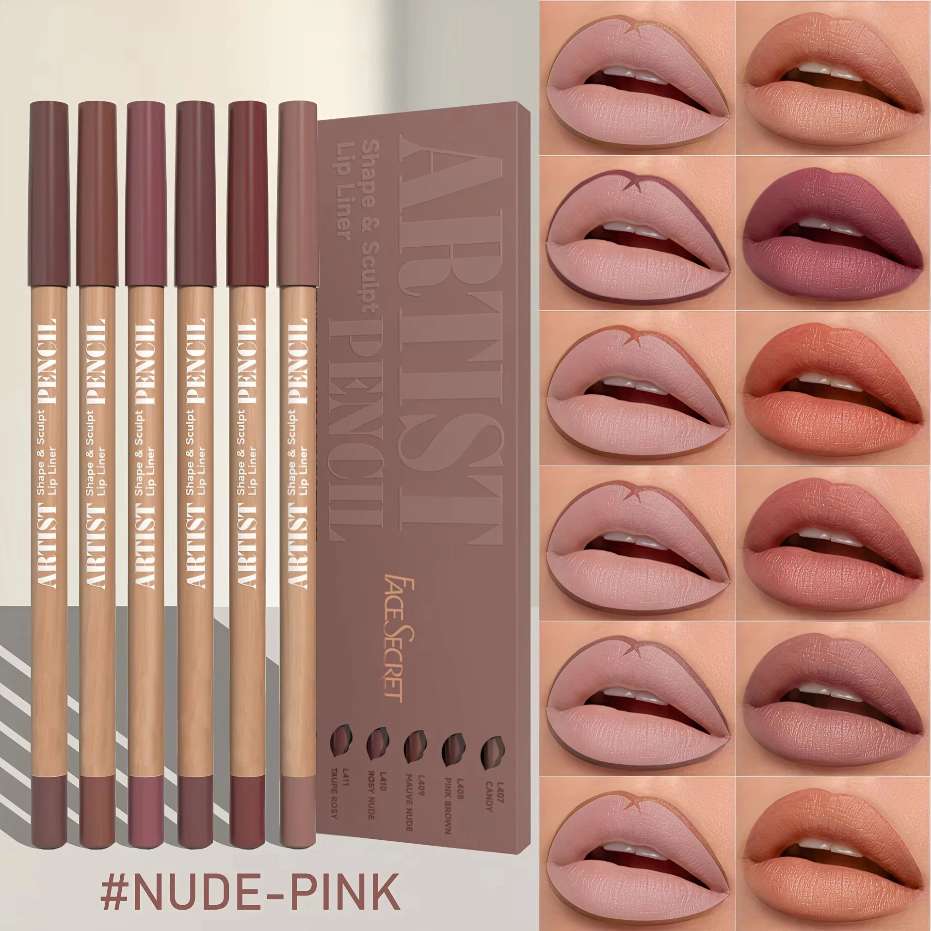 6pcs Velvet Matte Lip Liner Set | Long-Lasting, Non-Drying | Perfect for Delineating and Filling Lips