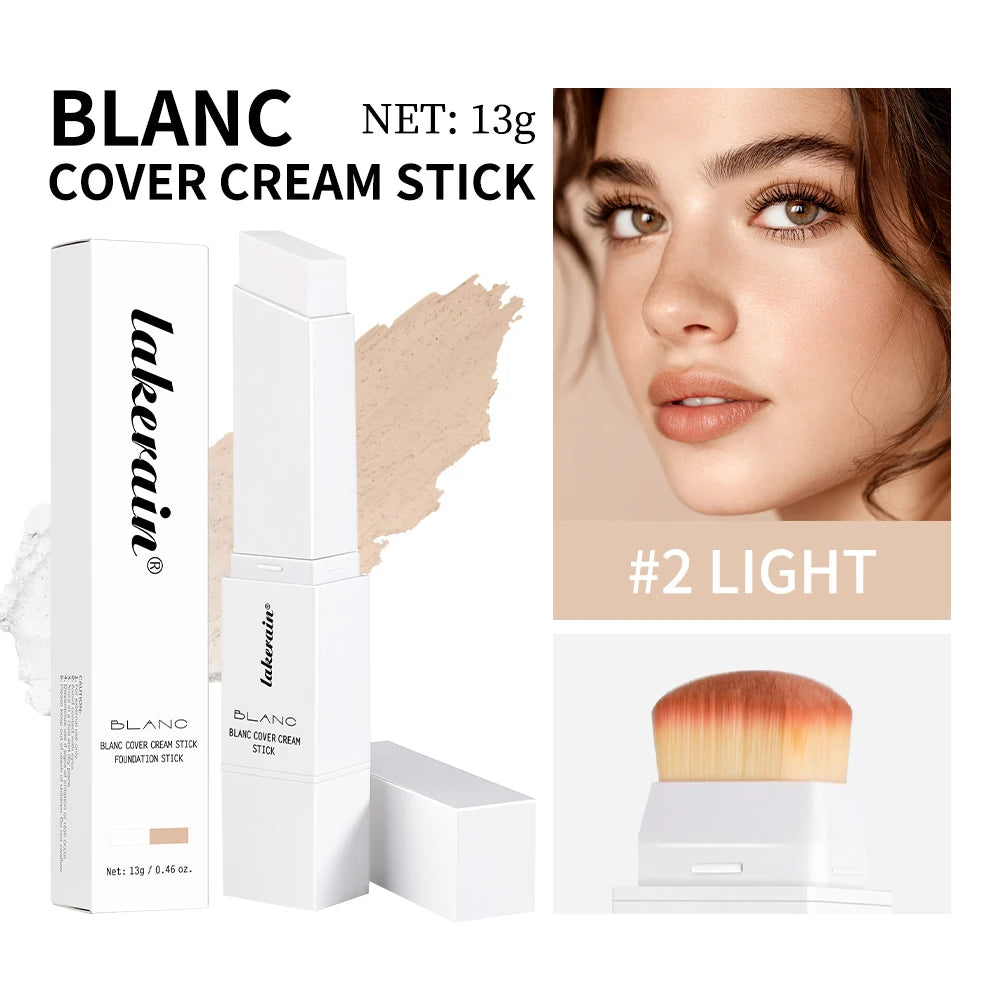 Blanc Cover Cream Stick Changing Foundation Stick Color Changing Foundation with Detachable Brush Hight Coverage Base Makeup