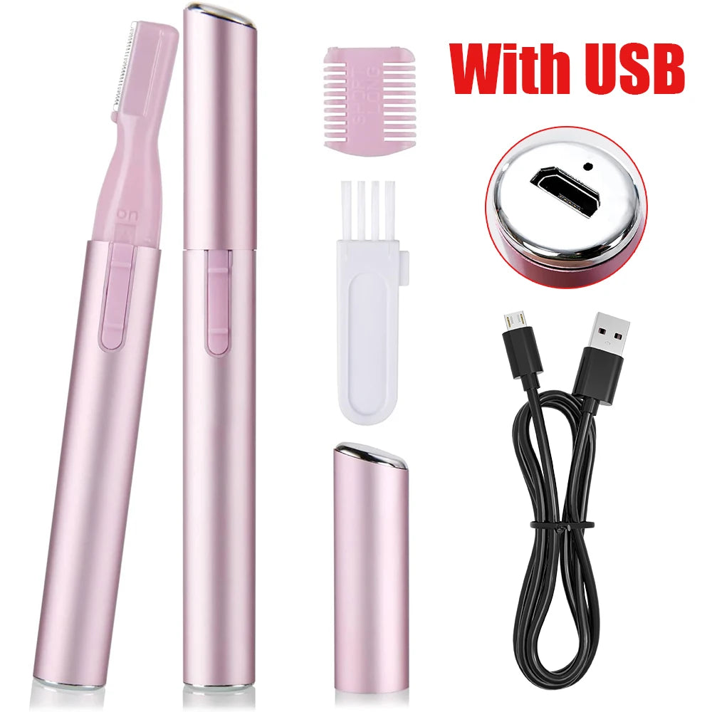 Portable Electric Eyebrow Trimmer Shaver Hair Remover Facial Shaver Pencil Hair Remover for Facial Neck Blur Lips Body Arms Legs