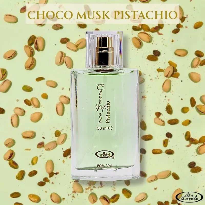 Al Rehab Choco Musk Pistachio Eau De Parfum Spray for Unisex 50ml Cologne Persistence Long-lasting Fragrance Floral Fruity Aroma