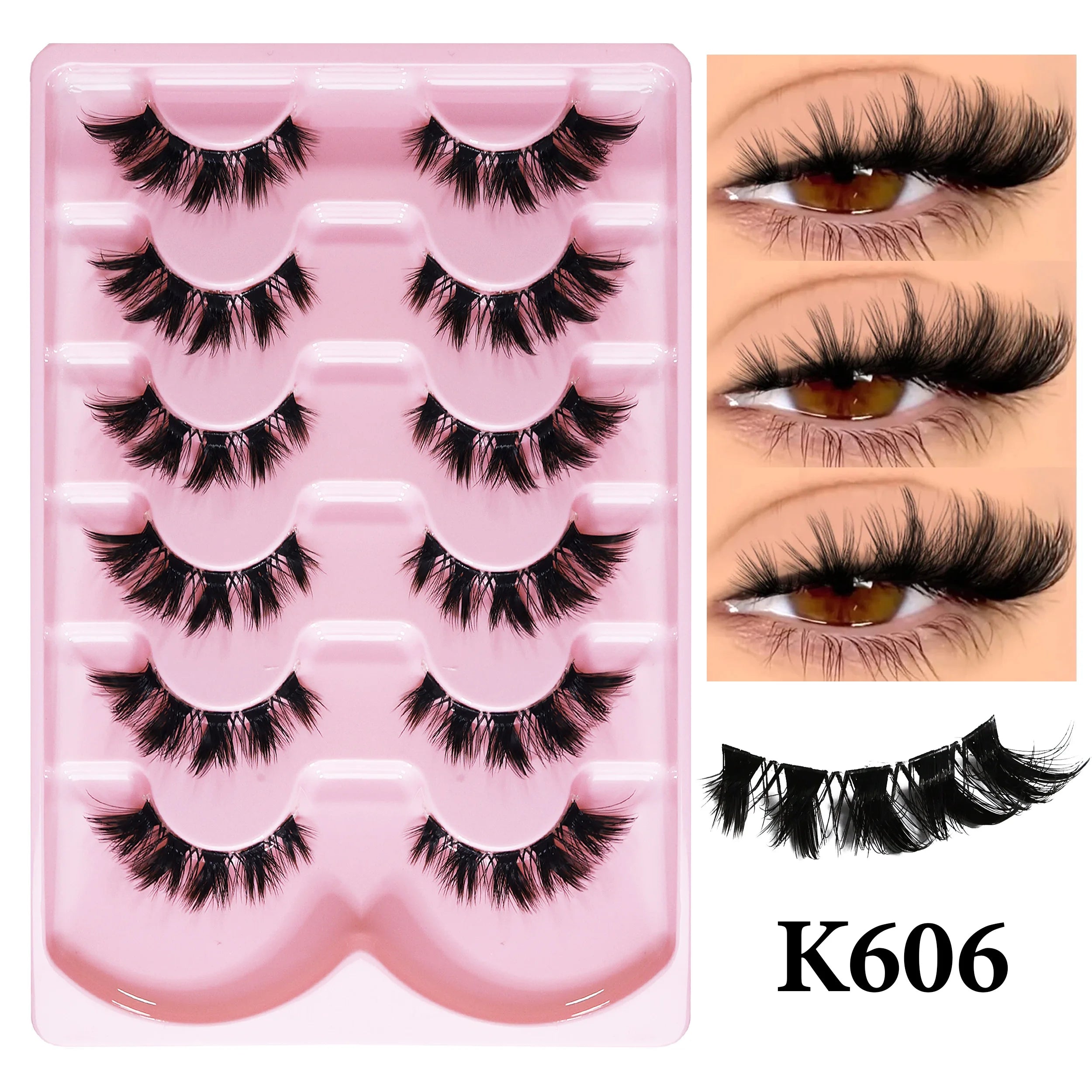 MIOFIA New 5 Pairs Fake Lashes D Curl Fluffy Soft Volume Eyelash Extensions Natural Look 3D Faux Mink False Eyelashes Makeup