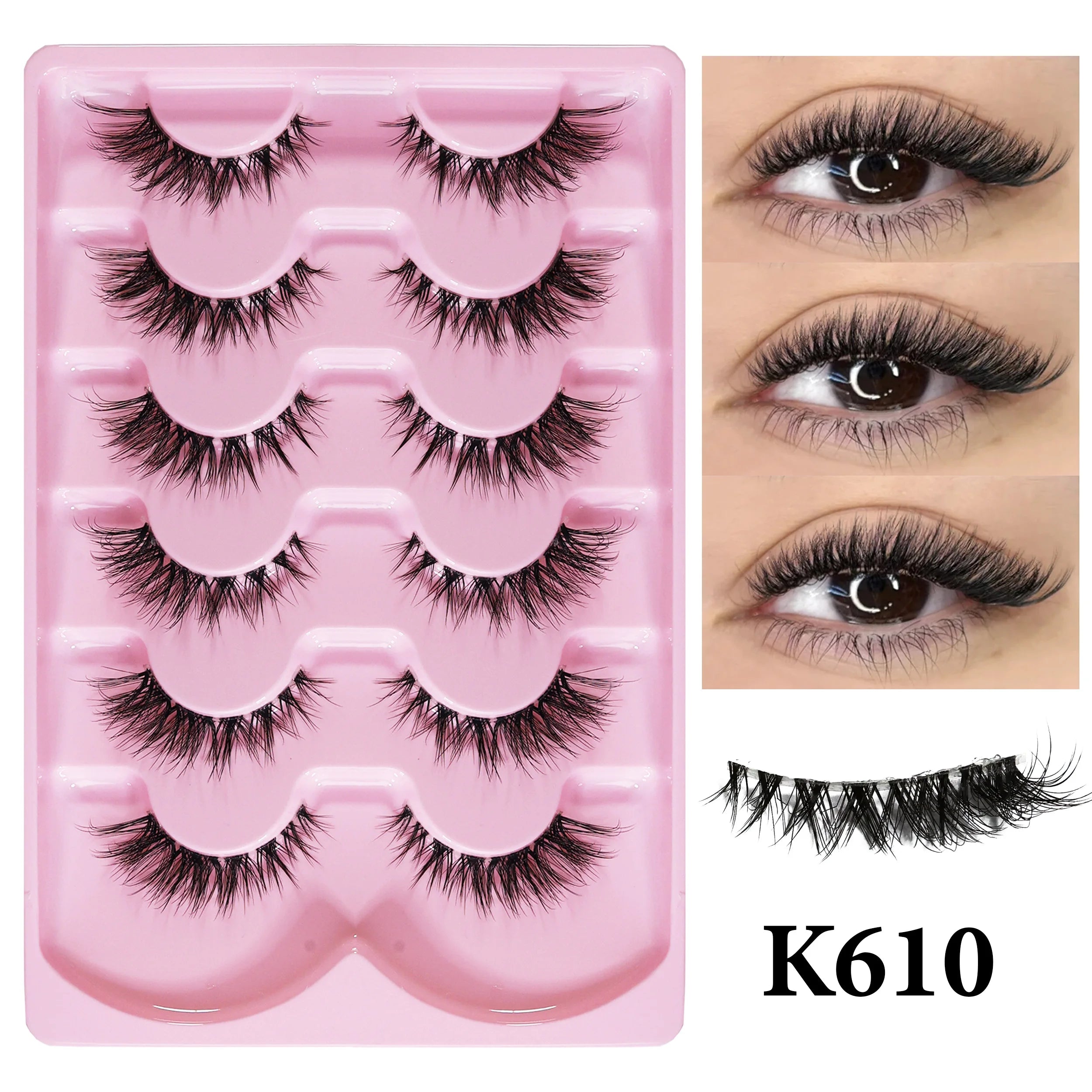MIOFIA New 5 Pairs Fake Lashes D Curl Fluffy Soft Volume Eyelash Extensions Natural Look 3D Faux Mink False Eyelashes Makeup