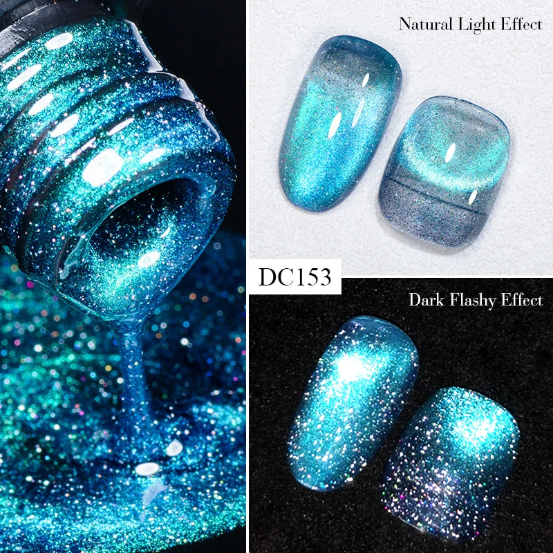 7ML Ice Transparent Glass Bead Moonlight Cat Eye Magnet Gel Nail Polish Jelly Ultra Shine Glitter Semi Permanent Soak Off UV Gel