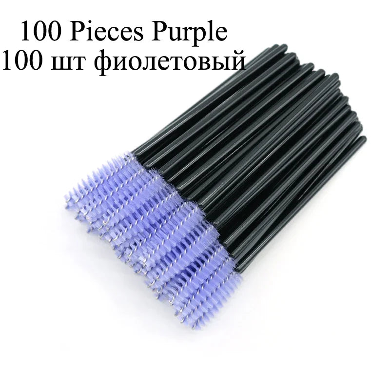 100Pcs Disposable Micro Eyelash Extension Makeup Kit Eyelash Brush Mascara Wands Applicator Spoolers Eyebrow Comb brushes lashes