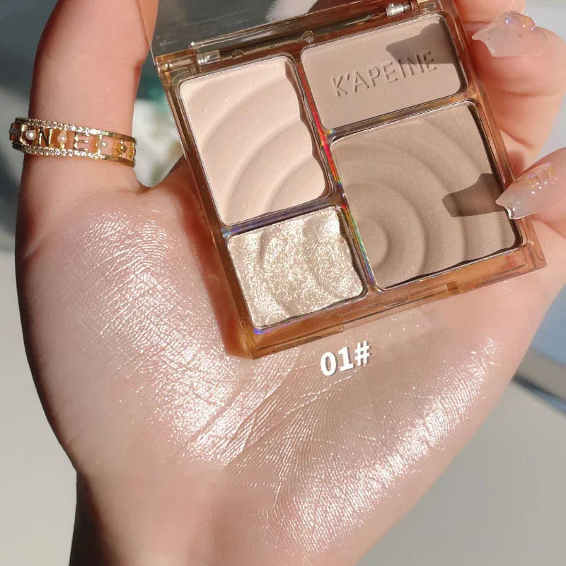 4 Colors Matte Highlighter Bronzers Palette Face Shading Grooming Powder Long-Lasting Makeup Face Contouring Shadow Cosmetics