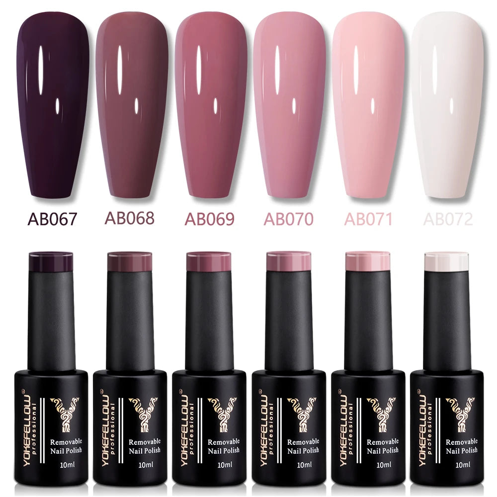 YOKEFELLOW 2022 New Color 10ML Nail Gel Polish Semi Permanent Gel Varnish Base Top Coat 122 Soak Off Colors Organic Nail Varnish
