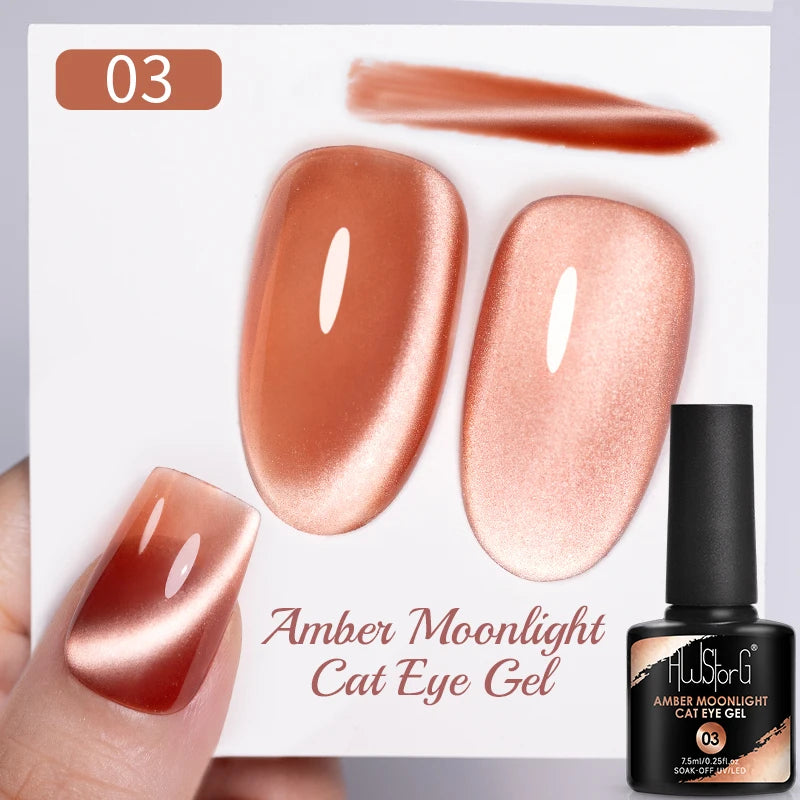 AWStorG 7.5ml Golden Gradient Cat Eye Nail Polish Gel Phototherapeutic Gel Soak Off Nail Magnetic Gel Polish Nail Art DlY