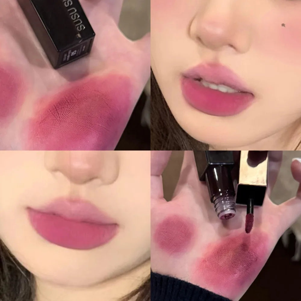 Gothic Gray Purple Lipstick Velvet Matte Punk Black Brown Lipgloss Long Lasting Lip Mousse Waterproof Makeup Non-stick Lips Tint