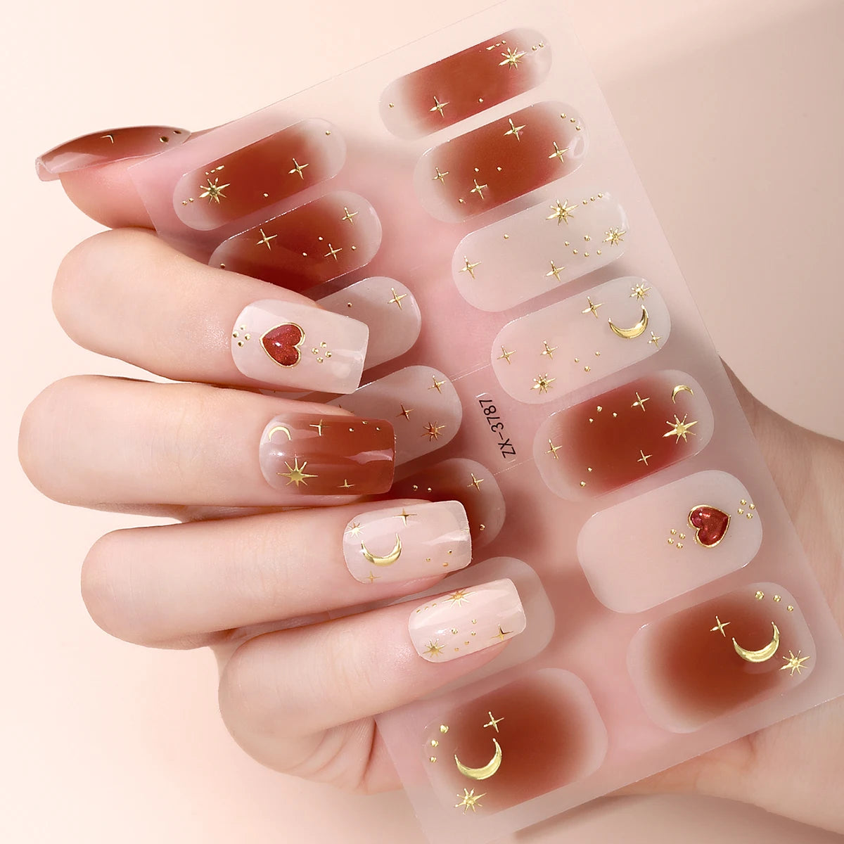 14Tips DIY Baking-Free Nail Stickers Shining 3D Rhinestone Self-Adhesive Nail Strips Full Cover Nail Decoration Decal